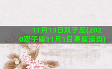 11月13日双子座(2020双子座11月1日星座运势)