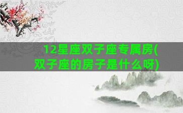 12星座双子座专属房(双子座的房子是什么呀)