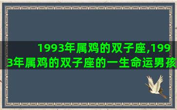 1993年属鸡的双子座,1993年属鸡的双子座的一生命运男孩