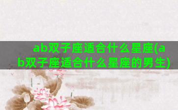 ab双子座适合什么星座(ab双子座适合什么星座的男生)