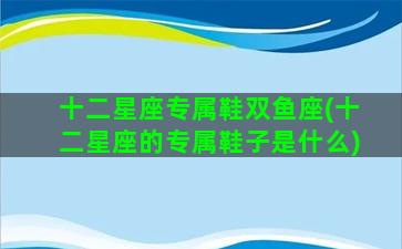 十二星座专属鞋双鱼座(十二星座的专属鞋子是什么)
