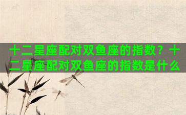 十二星座配对双鱼座的指数？十二星座配对双鱼座的指数是什么
