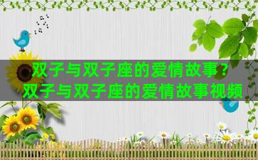 双子与双子座的爱情故事？双子与双子座的爱情故事视频
