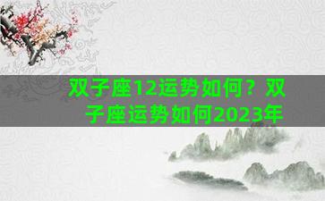 双子座12运势如何？双子座运势如何2023年