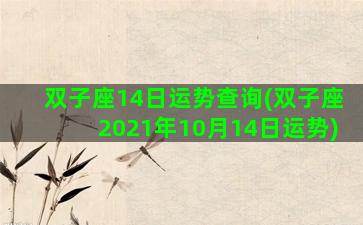 双子座14日运势查询(双子座2021年10月14日运势)