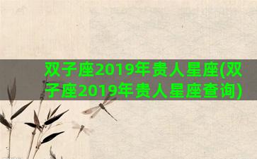 双子座2019年贵人星座(双子座2019年贵人星座查询)
