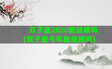 双子座2020能结婚吗(双子座今年能结婚吗)