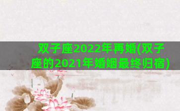 双子座2022年再婚(双子座的2021年婚姻最终归宿)