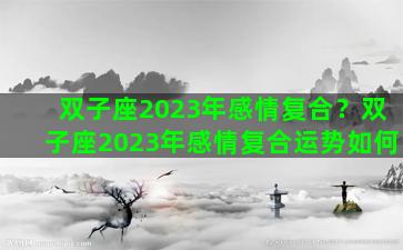 双子座2023年感情复合？双子座2023年感情复合运势如何