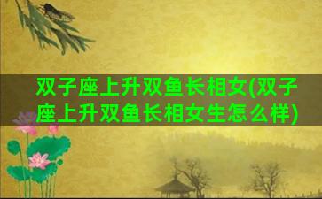 双子座上升双鱼长相女(双子座上升双鱼长相女生怎么样)