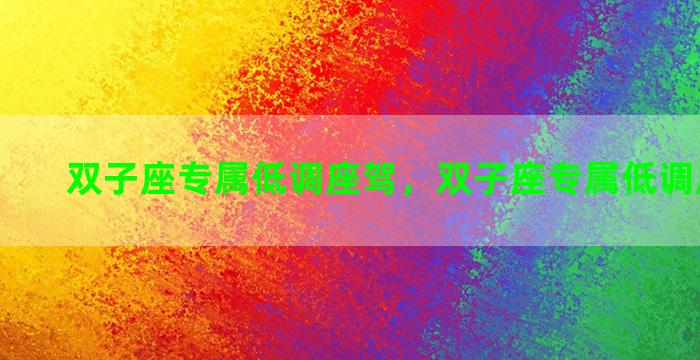 双子座专属低调座驾，双子座专属低调座驾图片