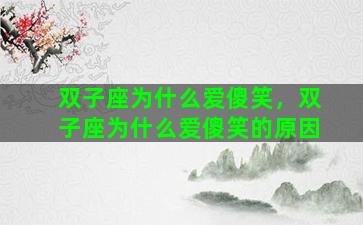 双子座为什么爱傻笑，双子座为什么爱傻笑的原因