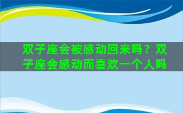 双子座会被感动回来吗？双子座会感动而喜欢一个人吗