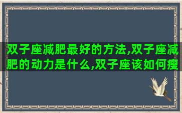 双子座减肥最好的方法,双子座减肥的动力是什么,双子座该如何瘦成一道闪电