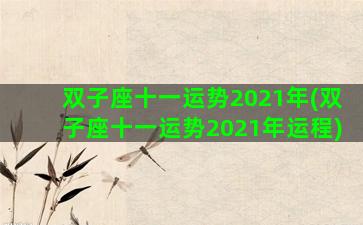 双子座十一运势2021年(双子座十一运势2021年运程)