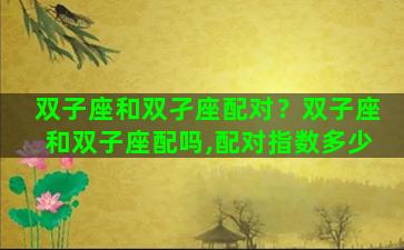 双子座和双孑座配对？双子座和双子座配吗,配对指数多少