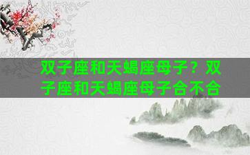 双子座和天蝎座母子？双子座和天蝎座母子合不合