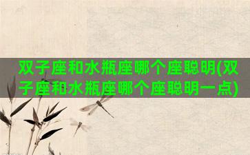 双子座和水瓶座哪个座聪明(双子座和水瓶座哪个座聪明一点)