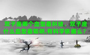 双子座哪个血型最纠结，双子座什么血型最聪明,有科学依据么？