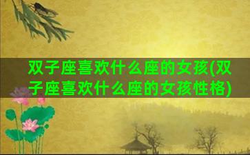 双子座喜欢什么座的女孩(双子座喜欢什么座的女孩性格)