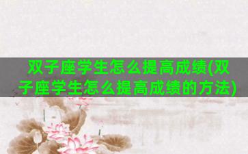 双子座学生怎么提高成绩(双子座学生怎么提高成绩的方法)