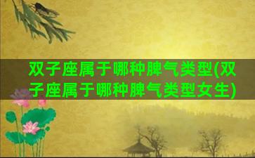 双子座属于哪种脾气类型(双子座属于哪种脾气类型女生)