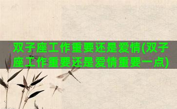 双子座工作重要还是爱情(双子座工作重要还是爱情重要一点)