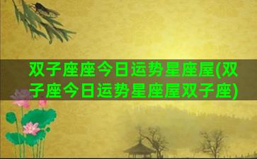 双子座座今日运势星座屋(双子座今日运势星座屋双子座)