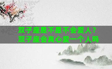 双子座是不是不会爱人？双子座会真心爱一个人吗