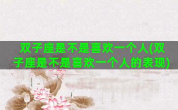 双子座是不是喜欢一个人(双子座是不是喜欢一个人的表现)