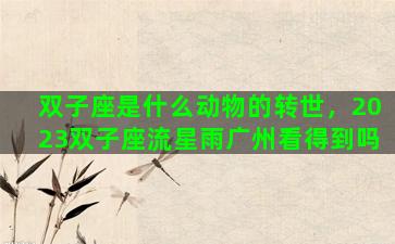 双子座是什么动物的转世，2023双子座流星雨广州看得到吗