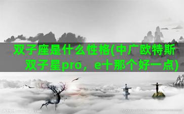 双子座是什么性格(中广欧特斯双子星pro，e十那个好一点)