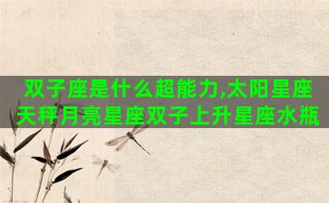 双子座是什么超能力,太阳星座天秤月亮星座双子上升星座水瓶