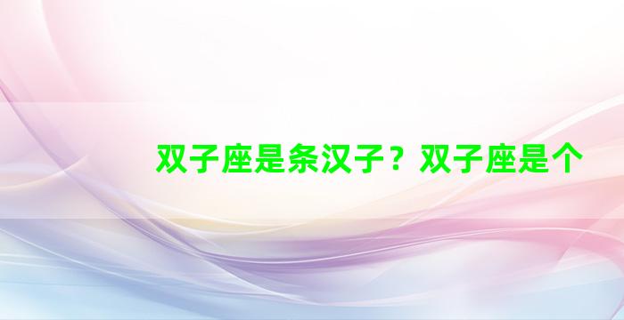 双子座是条汉子？双子座是个