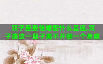 双子座最佳婚配什么星座,双子座这一辈子离不开哪一个星座 双子座最佳婚配什么星座,双子座这一辈子离不开哪一个星座