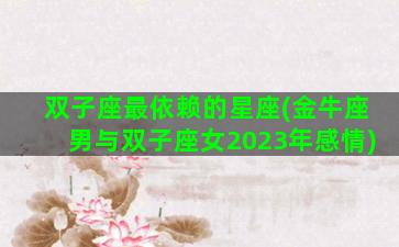 双子座最依赖的星座(金牛座男与双子座女2023年感情)