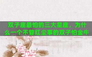 双子座最怕的三大星座，为什么一个不管红尘事的双子怕金牛