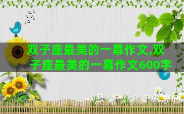 双子座最美的一幕作文,双子座最美的一幕作文600字
