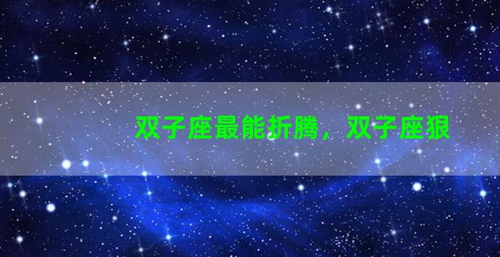 双子座最能折腾，双子座狠
