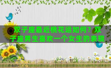 双子座最近桃花运如何？双子座男生喜欢一个女生的表现