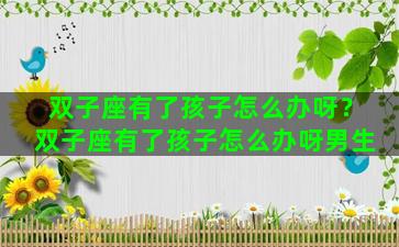 双子座有了孩子怎么办呀？双子座有了孩子怎么办呀男生