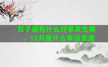 双子座有什么好事发生嘛，12月是什么幸运星座