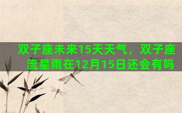 双子座未来15天天气，双子座流星雨在12月15日还会有吗
