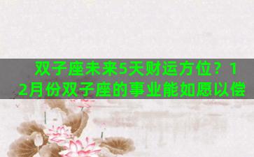 双子座未来5天财运方位？12月份双子座的事业能如愿以偿