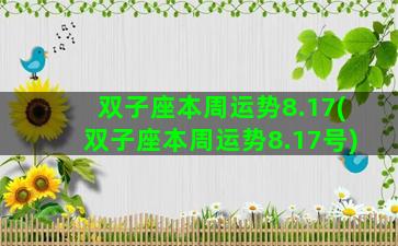 双子座本周运势8.17(双子座本周运势8.17号)