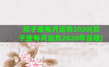 双子座每月运势2020(双子座每月运势2020年运程)