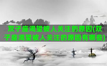 双子座渴望被人关注的原因(双子座渴望被人关注的原因有哪些)