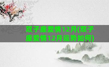 双子座爱情12月(双子座爱情12月运势如何)