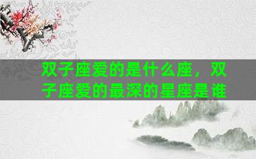 双子座爱的是什么座，双子座爱的最深的星座是谁