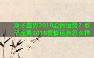 双子座男2018爱情运势？双子座男2018爱情运势怎么样